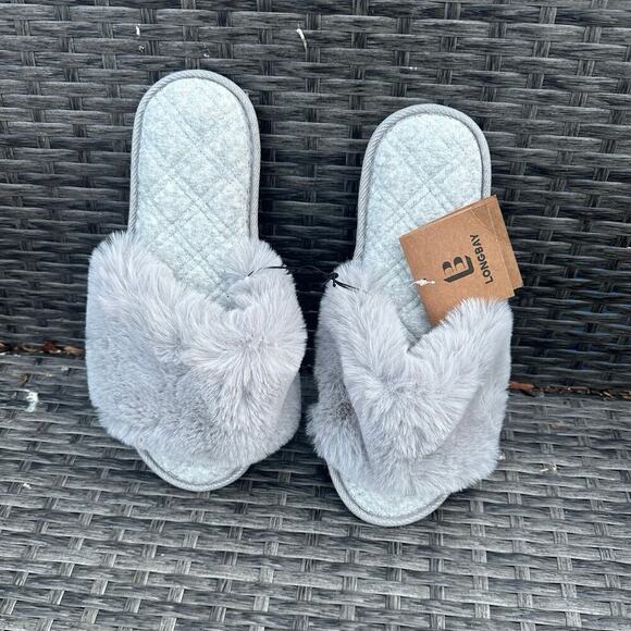 LongBay‎ Women's Fuzzy Faux Fur Memory Foam Cozy Indoor Slides Size Large - Picture 5 of 10